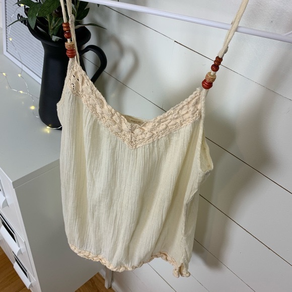 ❌SOLD❌ Old Navy Cream Gauzy Boho Tank Top Cami - Picture 4 of 8
